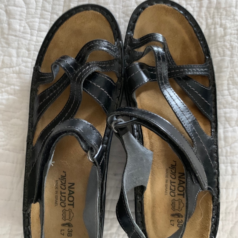 NAOT Black Leather Sandals Size 7